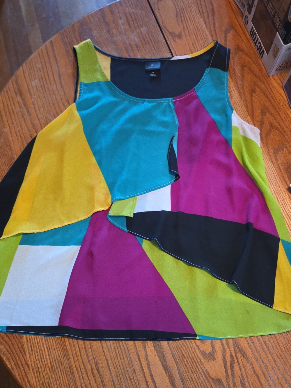 Worthington Multi-Color Ruffle Layer Tank Top